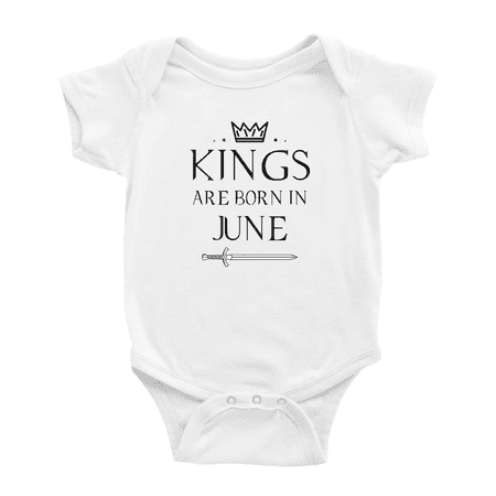 

Kings Are Born In June Funny Baby Clothes Bodysuit Boy Girl Unisex