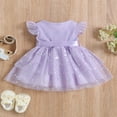 thumbnail image 4 of Toddler Girls Dress Sequins Stars Fly Sleeve Rib Knit Princess Dress, 4 of 8