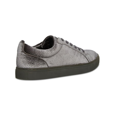 

STEVE MADDEN Mens Gray Snake Embossed Back Tab Yali Round Toe Lace-Up Velvet Sneakers Shoes 7.5 M