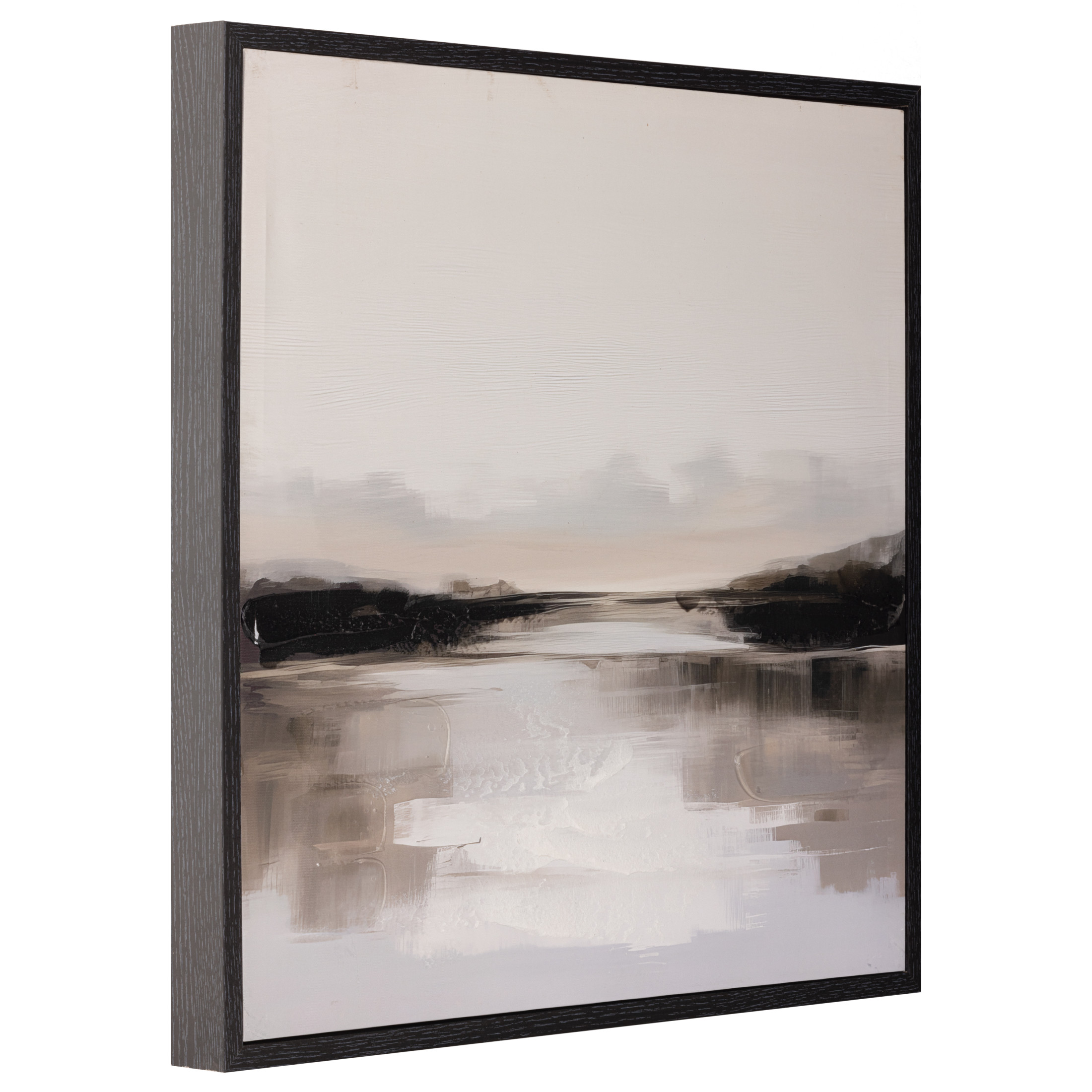 Gallery Solutions 24x24 Framed Abstract Prairie Canvas Art - Hand-Painted Embellishments with Stucco Texture, MDF Frame, and D-Ring Hangers
