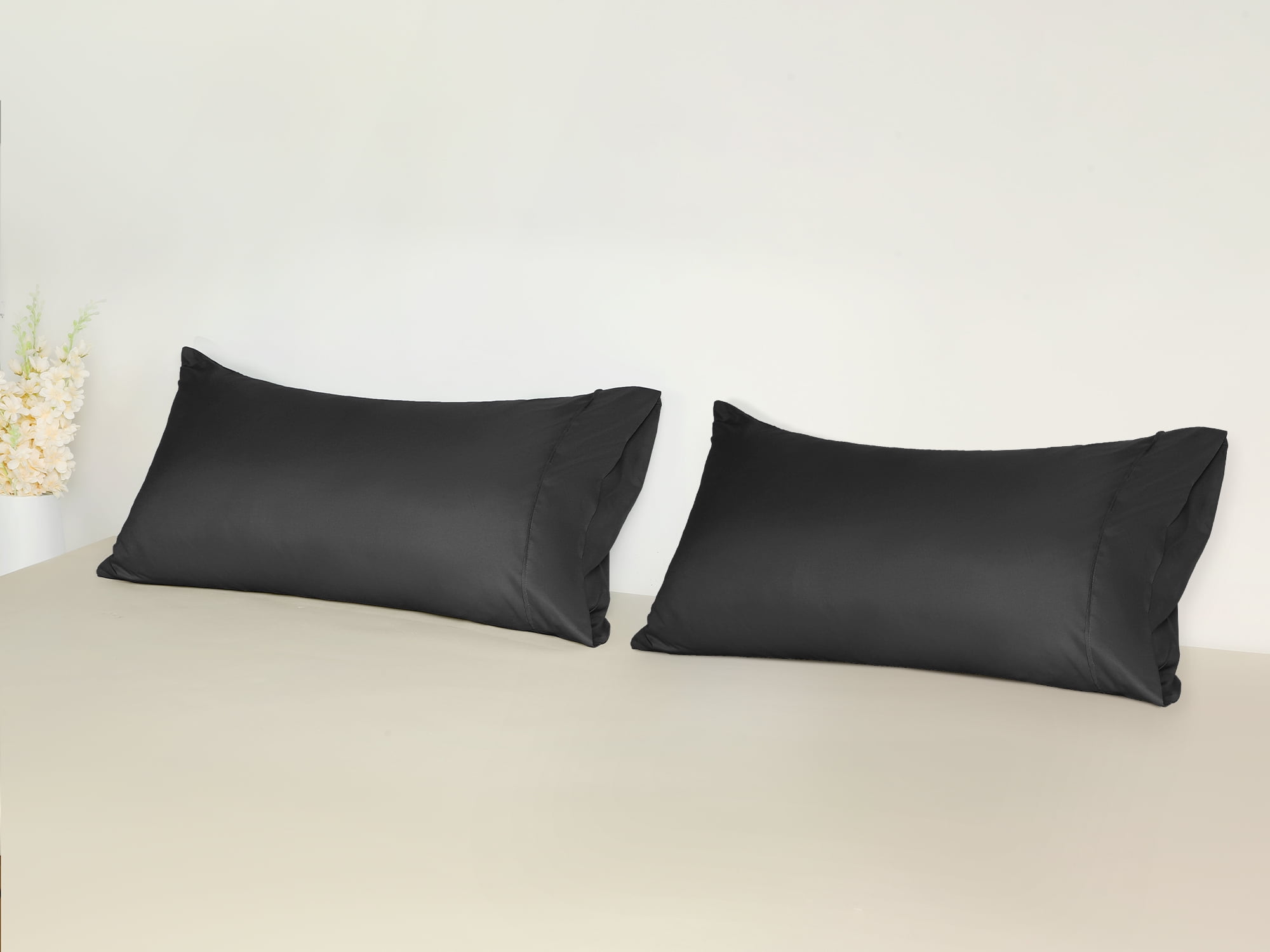 Unique Bargains Pillow Cases with Envelope Closure Pillow Covers 2 pcs Queen Black