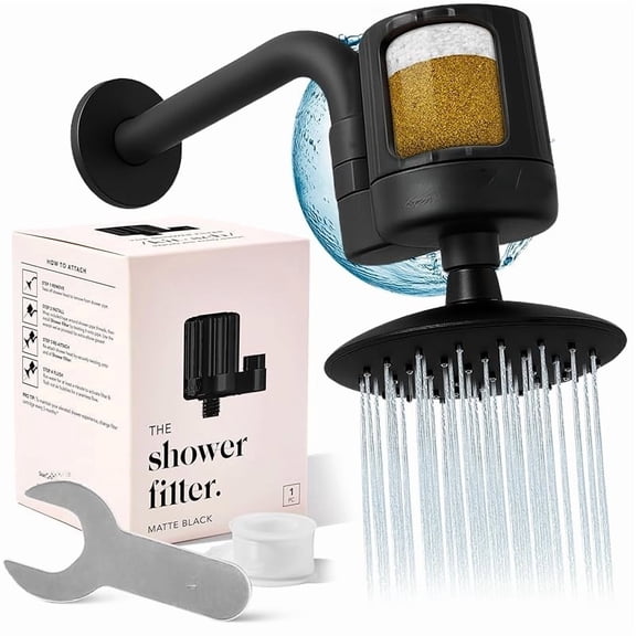 Shower Head Filter for Hard Water – KDF-55 & Calcium Sulfite Filtration – Reduces Chlorine & Impurities – Water Softener for Healthier Hair & Skin – Chrome Finish
