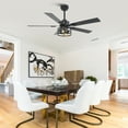 thumbnail image 2 of 52" Modern Black Smart DC Motor Ceiling Fan with Light and Remote for Dining Room and Living Room, 2 of 13
