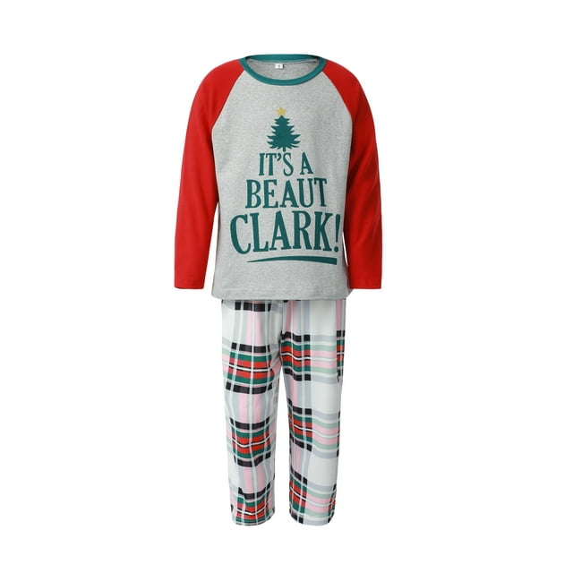 ITFABS Ensemble Pyjama de Famille de Noël, Tops de Lettre + Pantalons / Romper