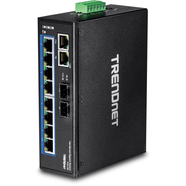 Trendnet Conmutador De Carril Din Gigabit Industrial Reforzado De 10 Puertos Capacidad De Conmutación De 20 Gbps Montajes En Carril Din Y Pared Incluidos Redundancia Doble Dos Puertos Rj-45/Sfp Protec