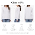 thumbnail image 2 of QUALFORT Women's Long Sleeve Shirts, 100% Cotton Crew Neck Long Sleeve T Shirt for Women, Soft Lightweight Casual Basic Cotton Top, White M, 2 of 7