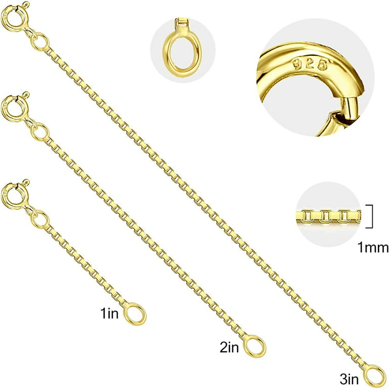  Necklace Extender,18k Gold Plated Chain Extenders with Lobster  Claw Clasp, 2inch / 3inch / 4inch Chain Extension for Necklaces Braclets  Anklets, Jewelry Making Supplies for Women (3 PCS) : Arts, Crafts