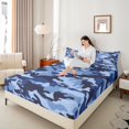 thumbnail image 4 of Castle Fairy Boys Blue Camouflage 4-Piece Full Size Sheets,Abstract Geometric Bed Sheets,Lightweight Sheet Sets,Breathable Home Decor, 4 of 7