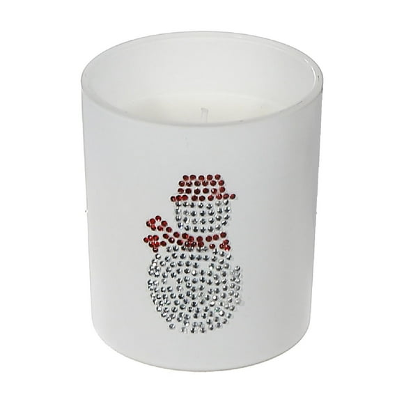 7Oz Matte White Jar Scented Candle (Snowman) (Myrrh & Tonka) - Set of 2