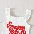thumbnail image 4 of Quealent Baby 4th of July Outfit Baby Girl Little Girl Short Sleeve Romper Tops Independence Day Set Shorts Pants Summer Outfits Blue,3-4 Years, 4 of 5