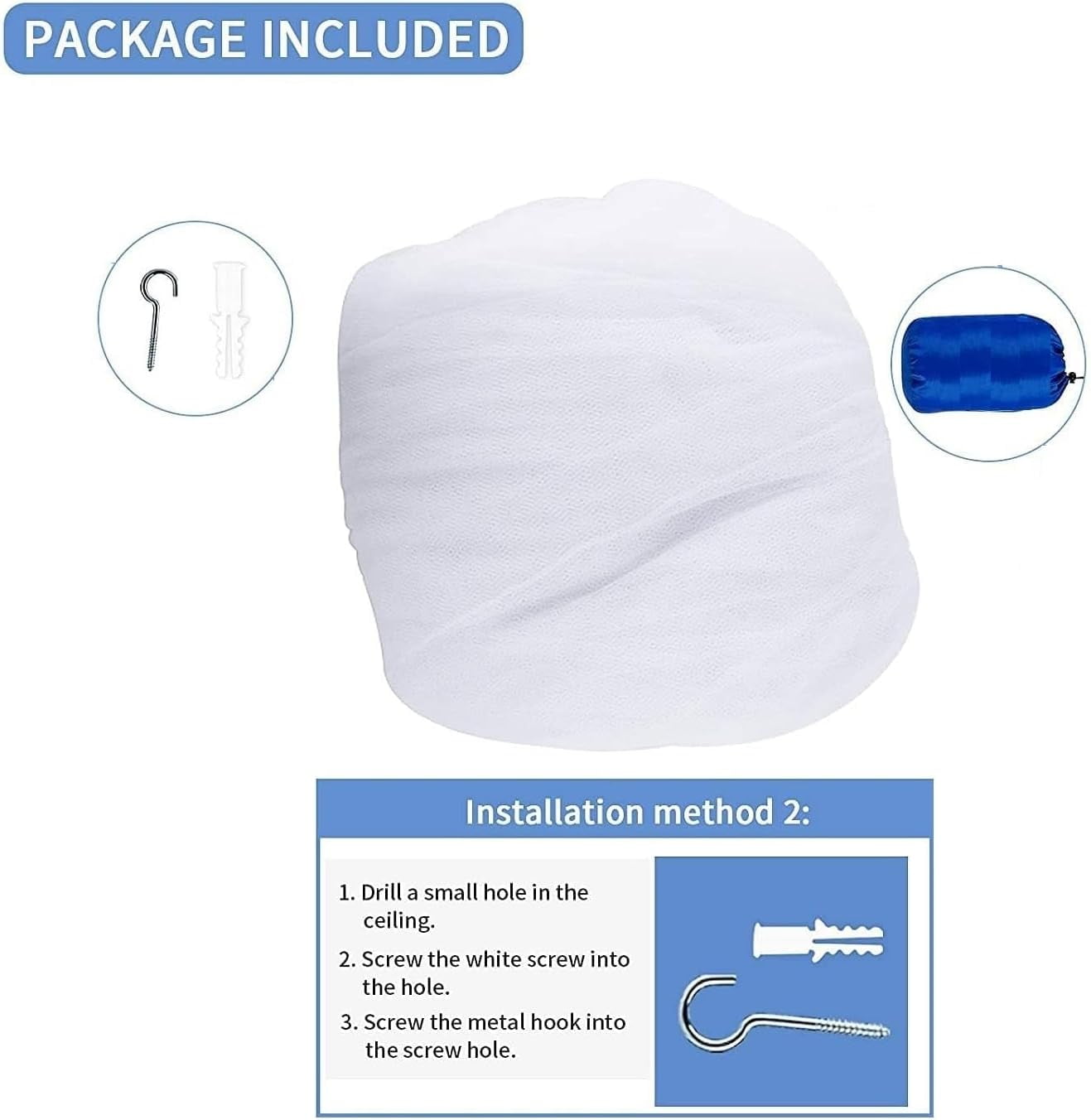 Mosquito Net for Bed, Large White Bed Canopy for Girls, Hanging Bed Net, Ideal for Bedroom Decorative, Travel with Storage Bag (Round)