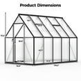 thumbnail image 5 of 6x10ft Greenhouse for Outdoors, Aluminum Frame Greenhouse with Roof Vent, Enhanced Large Walk-in Green House for Garden Backyard, 5 of 8