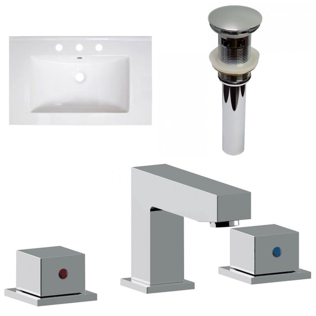 American Imaginations 30-in. W 3H8-in. Ceramic Top Set In White Color - Overflow Drain Incl. AI-32875
