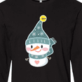 thumbnail image 4 of Inktastic Cute Christmas Snowman in Blue Hat and Scarf Long Sleeve T-Shirt, 4 of 5