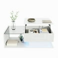 thumbnail image 4 of Coffee table, high-gloss white, side table, coffee table with glass and LED effect, with glass top., 4 of 25