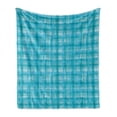 thumbnail image 1 of Abstract Soft Flannel Fleece Blanket, Marine Style Hand Drawn Brush Streaks Monochrome Checkered Inspired, Cozy Plush for Indoor and Outdoor Use, 70" x 90", Sea Blue Aqua Pale Teal, by Ambesonne, 1 of 6