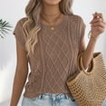 thumbnail image 6 of Hxlamzoo Women's Cable Knit Sleeveless Blouse Round Neck Loose Fit Casual Summer Knitted Tops, 6 of 8