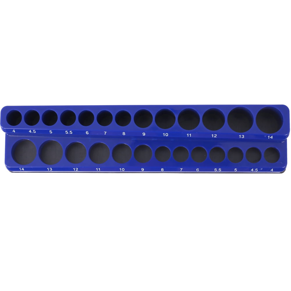 3 Piece Magnetic Socket Organizer Set, 1/2", 1/4" and 3/8" Socket Holder Kit, Attaches to Steel Box / Tool