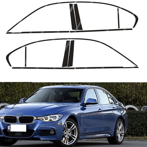 Glossy Black Chrome Delete Window sticker Trims For BMW 3 Series F30 2013-2019