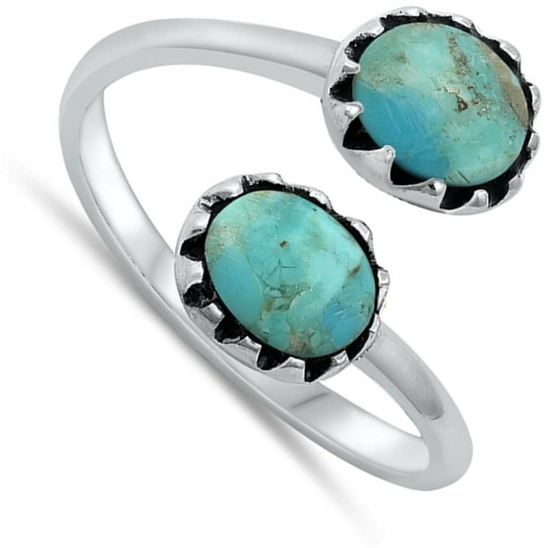 CHOOSE YOUR COLOR Vintage Adjustable Simulated Turquoise Ring .925