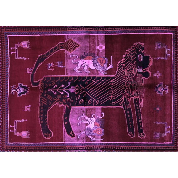 Ahgly Company Indoor Rectangle Animal Purple Traditional Area Rugs, 3' x 5'