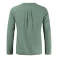 thumbnail image 5 of Mens Linen Shirt Long Sleeve Casual Button Down Top Loose Fit Breathable Summer Beach Henley Tunic Tee for Men Lightweight Green 4XL, 5 of 7