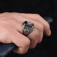 thumbnail image 3 of Bague Signet Turque Faite à la Main pour Hommes Motif Vintage Argenté avec Incrustation de Zircon Vert Fête Punk Motor Biker Ring R1016 9, 3 of 6