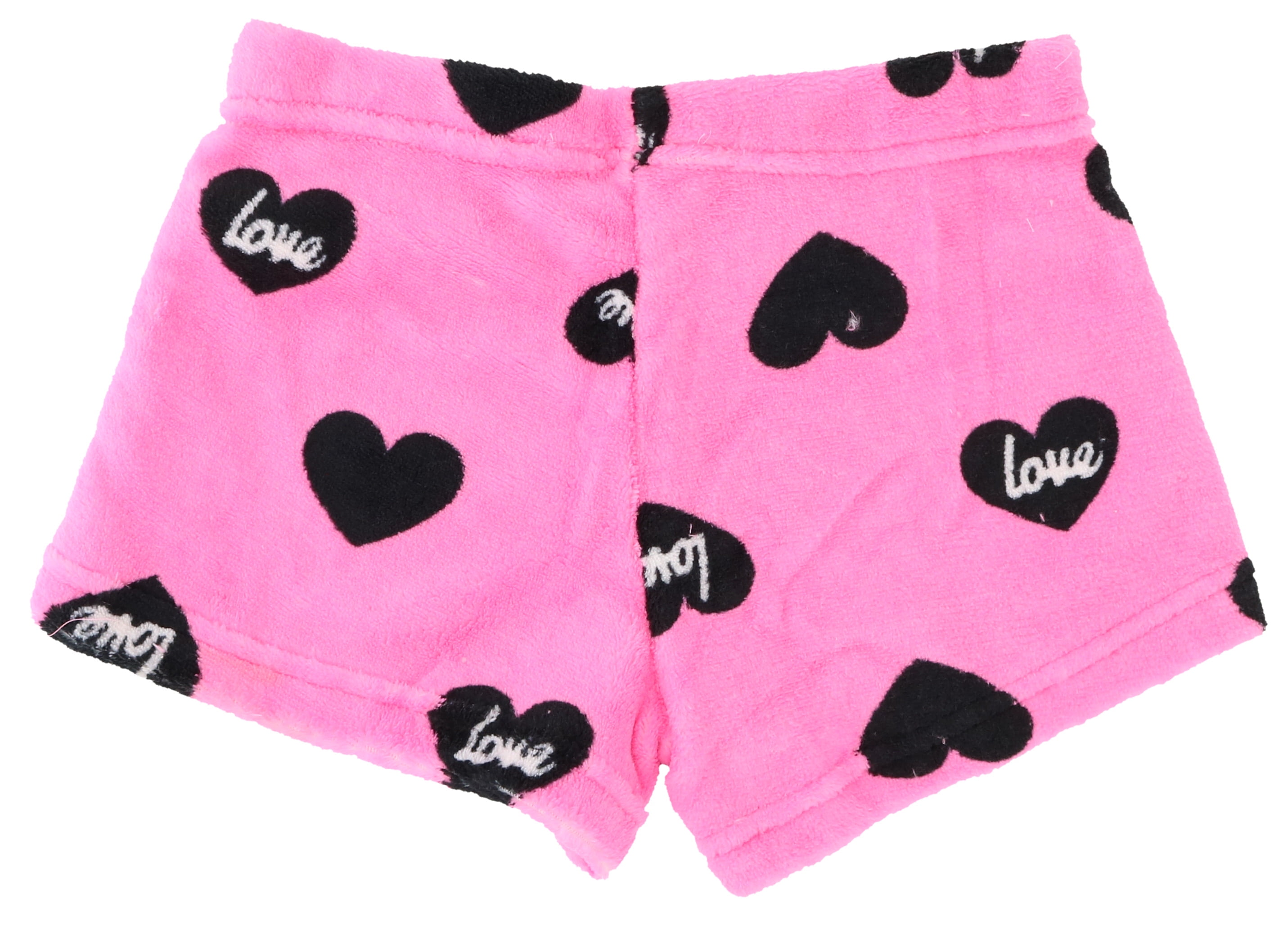 Emme Jordan Junior's Fuzzy Plush Pajama Shorts - Love In Hearts