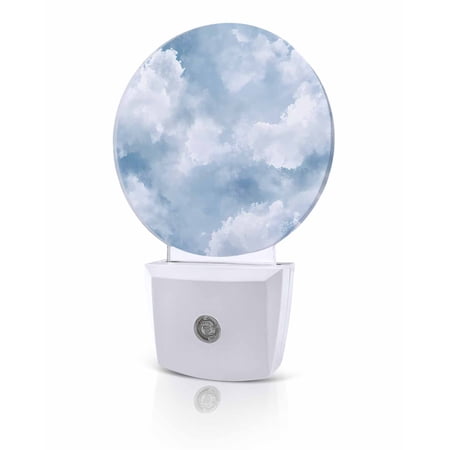 Night Lights Auto Sensor Blue Sky Cloud Night Light Gradient Color Round Lamp Plug-in LED Nightlights Dusk to Dawn for Living Room Bedroom Bathroom Hallway Home Wall Decor