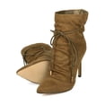 thumbnail image 4 of Liliana EI21 Women Faux Suede Pointy Toe Stiletto Drawstring Ankle Bootie, 4 of 5