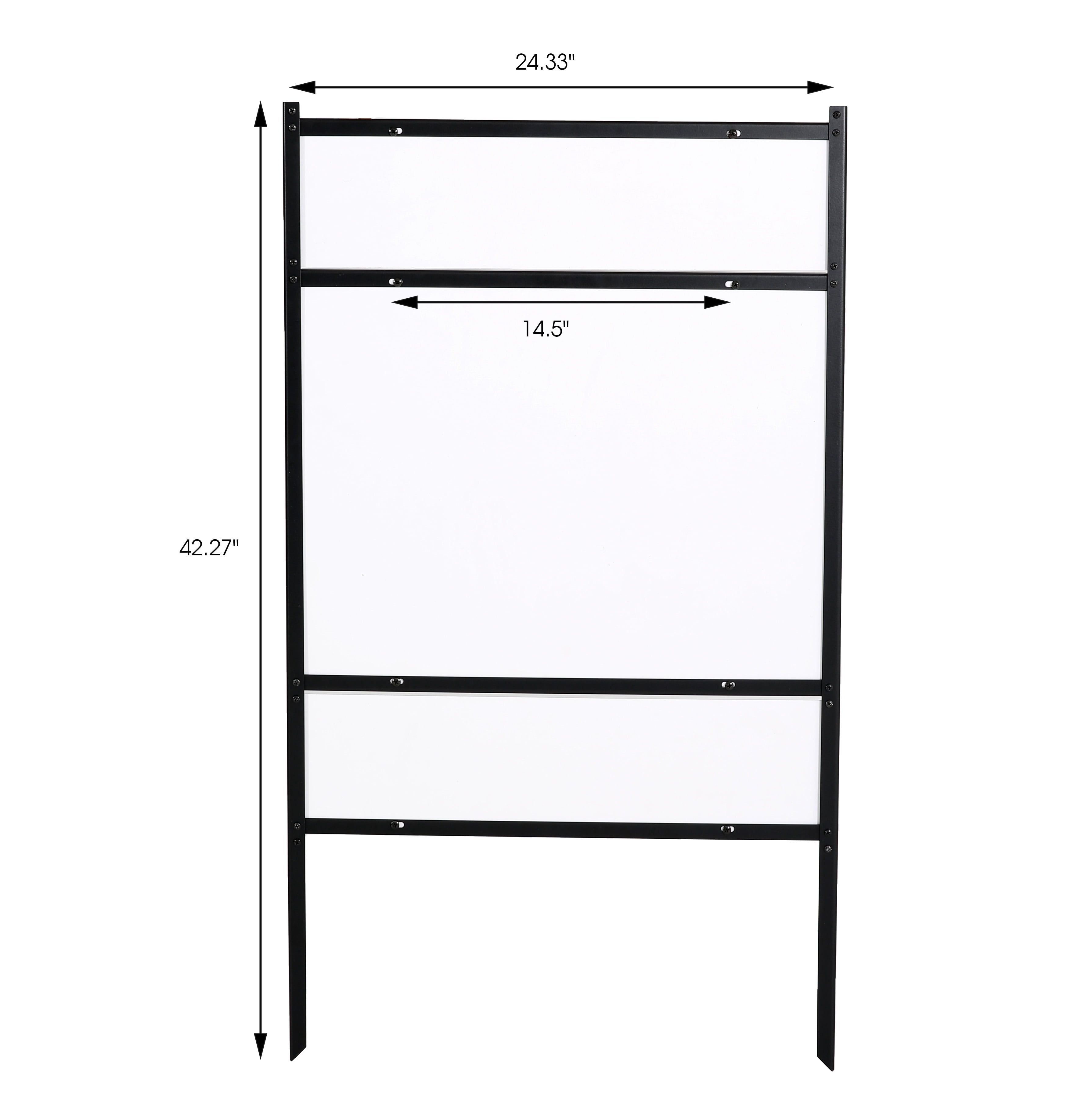 M&T Displays H Frame Real Estate Yard Sign Post Dual Rider, 24x18 Inch 42" Tall Black Metal 3/4" Angle Frame Construction Pointed Legs (3 Pack)