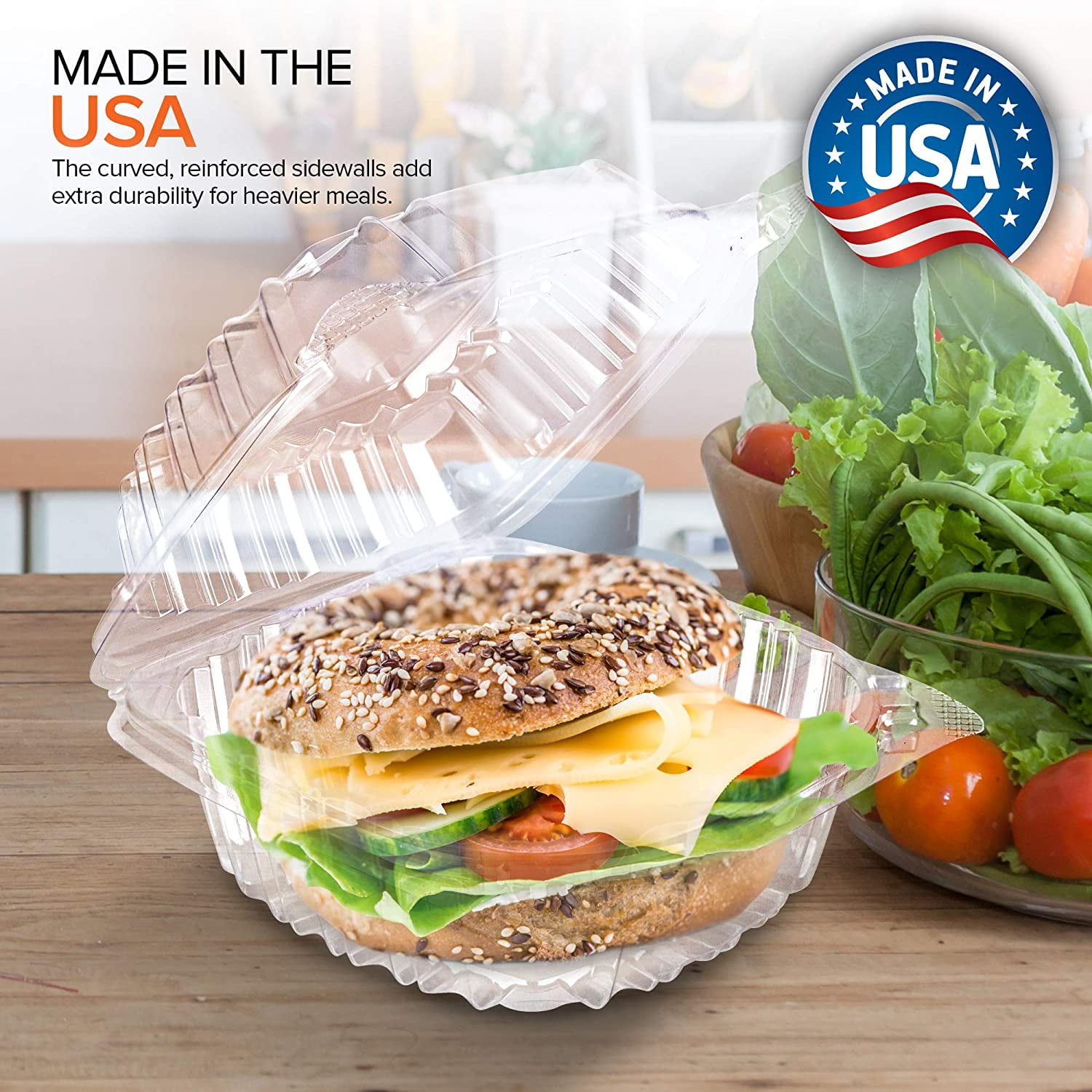 Disposable Plastic To Go Containers with Clear Lids (25 Pack) Fancy Hinged Top Square Clamshell Food Boxes for Take Out, Home Party Togo Clam Shell Box to Carry Cake, Dessert, Small Sandwich