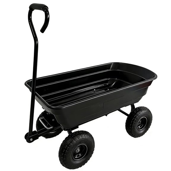 Boupower Garden Dump Cart, 600 LBS Heavy Duty Utility Wagon for Soil, with Quick Release & 10" Flat-Free All-Terrain Wheels