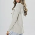 thumbnail image 5 of DeHolifer Women Tops Solid Color V-Neck Button Long Sleeve Loose Casual Knit Pullover Tops White L, 5 of 5