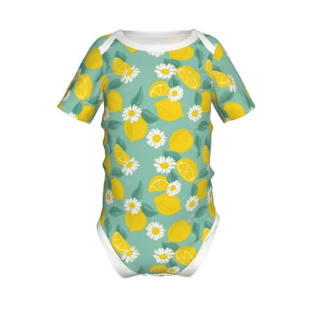 

Lukts Lemons Chamomile Flowers And Leaves Print Baby Short Sleeve Romper Onesie for Newborn Baby Boys and Girls-9M