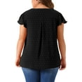 thumbnail image 3 of Agnes Orinda Women's Plus Size Blouses Swiss Dots Notched Neck Ruffle Sleeve Cute Basic Tops 4X Black, 3 of 6