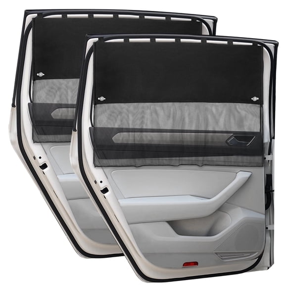 Car Window Shades, 2 Pcs Half Blackout & Half See-Through Magnetic Sun Shade for Rear Window Covers with Fixed Suction Cups,Car Curtains for Baby Sun/Heat/UV Protection