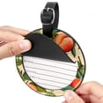 thumbnail image 2 of Peach 2pcs PU Leather Round Bag Tags with Privacy Cover and Name ID Tag - Suitcase Tags for Travel Luggage, Handbags, Backpacks, School Bags, 2 of 6