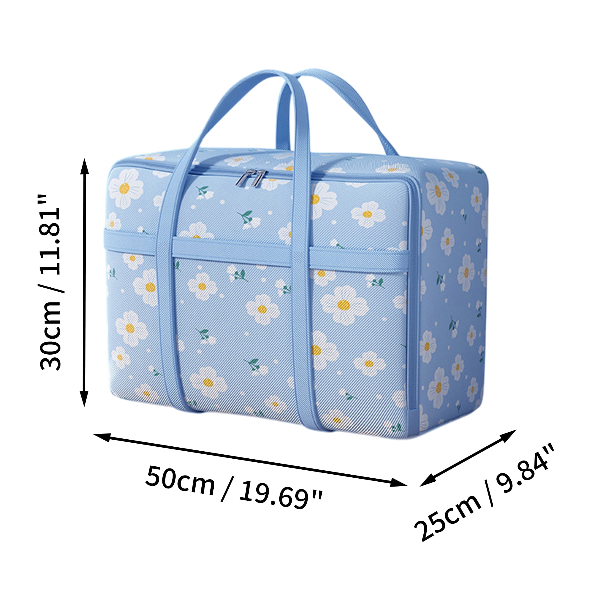 Unique Bargains Durable Dog Pattern Storage Bag Storage Bins 1 Pc Blue Daisies Medium