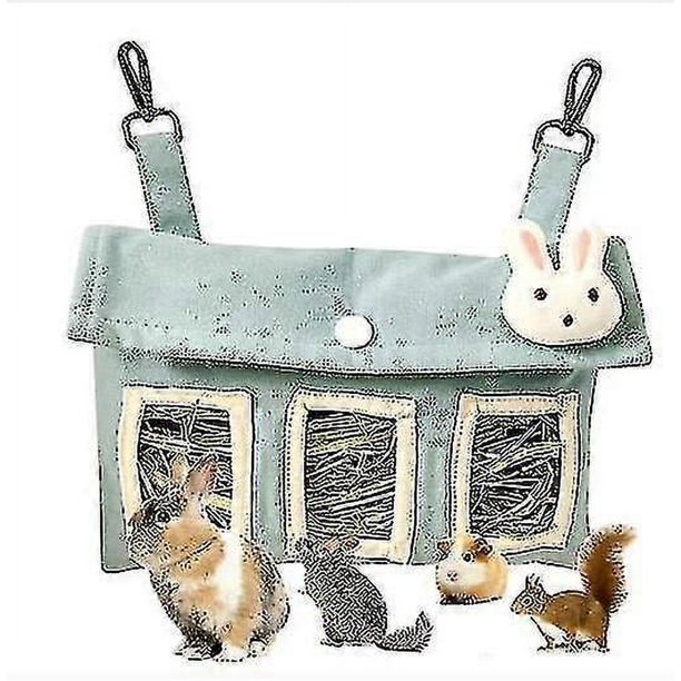 Rabbit Hay Feeder Bag, Large Size Hanging Feeding Sack For Cage Canvas Hay Feeder Storage For Bunny Guinea Pig