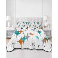 thumbnail image 3 of Quilts Twin Size, Boho Middle Century Soft Comforter Bedding Set for Bed, Retro Orange Teal Grey Star Rhombus Lightweight Quilted Bedspread with Pillow Cover(2 Pieces) for All Season, 68x86 Inch, 3 of 6