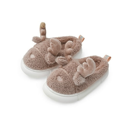 

Harsuny Girls Boys Fuzzy Slipper House Slippers Soft Plush Fleece Warm Shoes Winter Christmas Lightweight Indoor Shoe Fluffy Khaki Brown 8C-9C