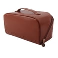 thumbnail image 4 of Bolsa de cosméticos, almohada de órgano, maquillaje, hogar, viaje, almacenamiento, suministros de lavado, gran capacidad, color caramelo y moca., 4 of 5