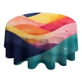 thumbnail image 4 of Colorful Tie Dye Mountain Pattern Round Tablecloth 60"x60",Wrinkle Wipeable Table Cloth for Kitchen Dining Room Picnic Patio Party, 4 of 6