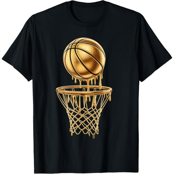 Gold Dripping Basketball Sport Men Boys Youth Kid Basketball T-Shirt- American fashion hot selling casual retro high quality 100% cotton T-shirt 1 piece
