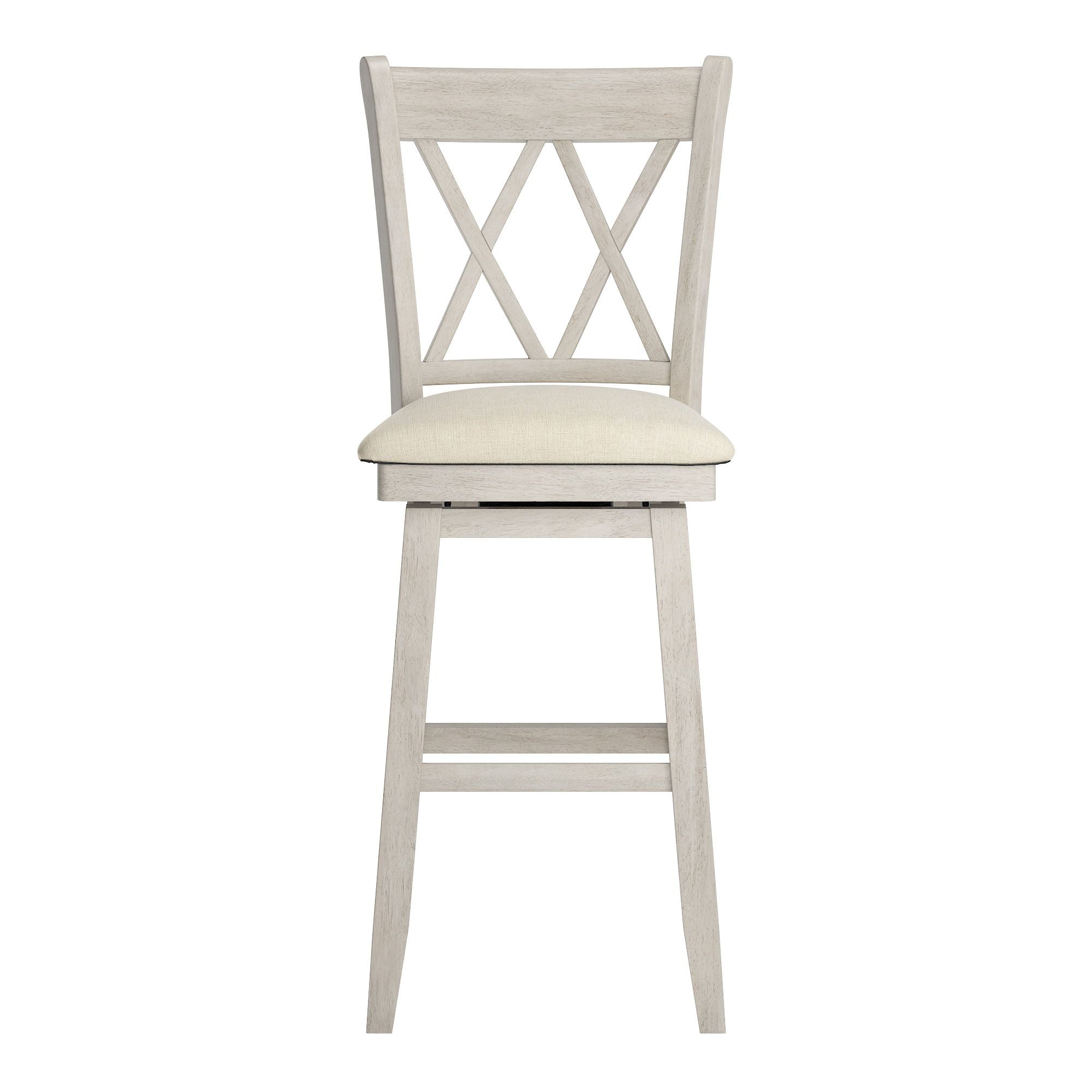 Weston Home Sheena Double X Back Bar Height Wood Swivel Stool, Antique White