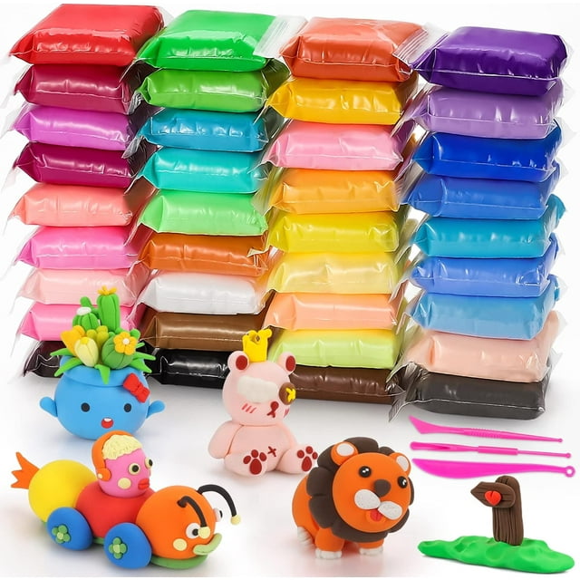 Fuebueo Modeling Clay Kit 12 Colors DIY Model Magic Clay, Molding Clay Kit with Tools, Non-Sticky Soft and Super Light, Arts and Crafts Gift for Boys Girls Kids