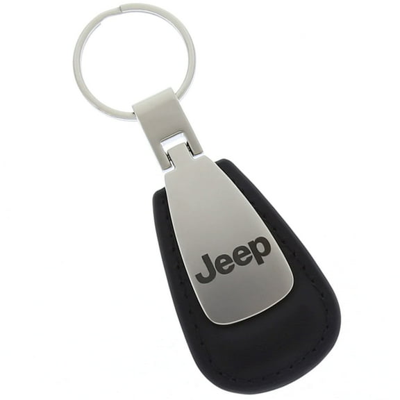 Au-Tomotive Gold KCTL.JEE.BLK Jeep Black Leather Teardrop Key Fob