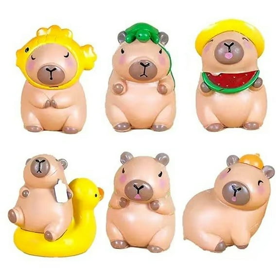 6 PCS Set Capybara Action Figures, Each Figure is about 2" Tall