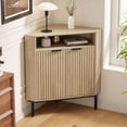 thumbnail image 6 of Joyyskill Fluted Corner Cabinet with Storage, Modern Floor Cabinets with Adjustable Shelf & Metal Legs Wooden Narrow Cabinet Organizer, Light Oak, 6 of 8
